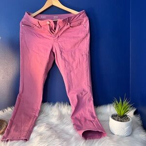 ANA // skinny ankle pink crop denim